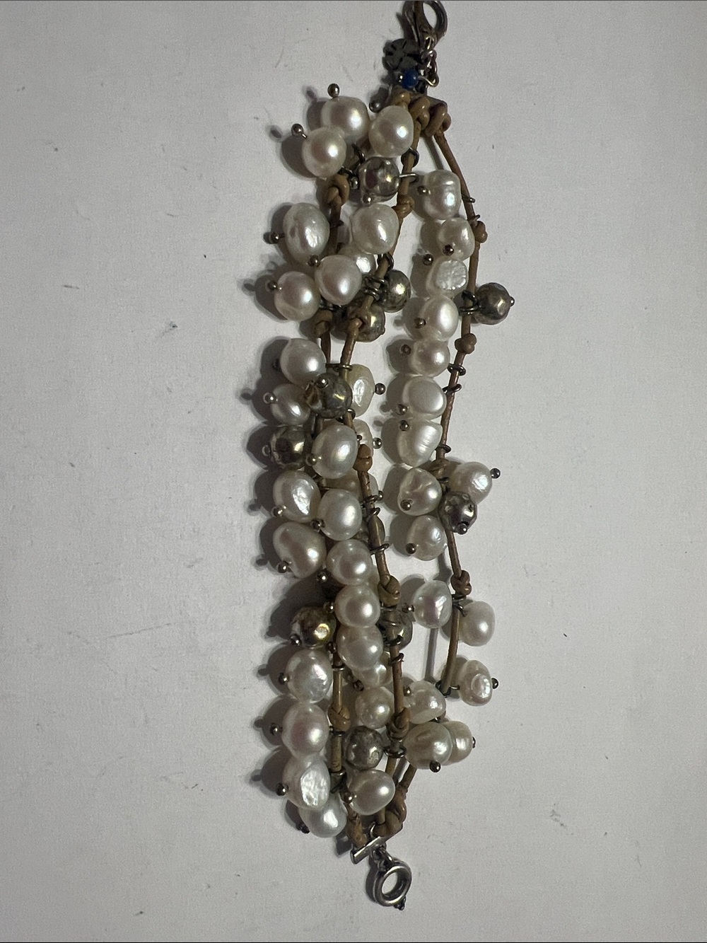 Lucky Brand Clustered Freshwater Pearl leather Bracelet, perfect, petite